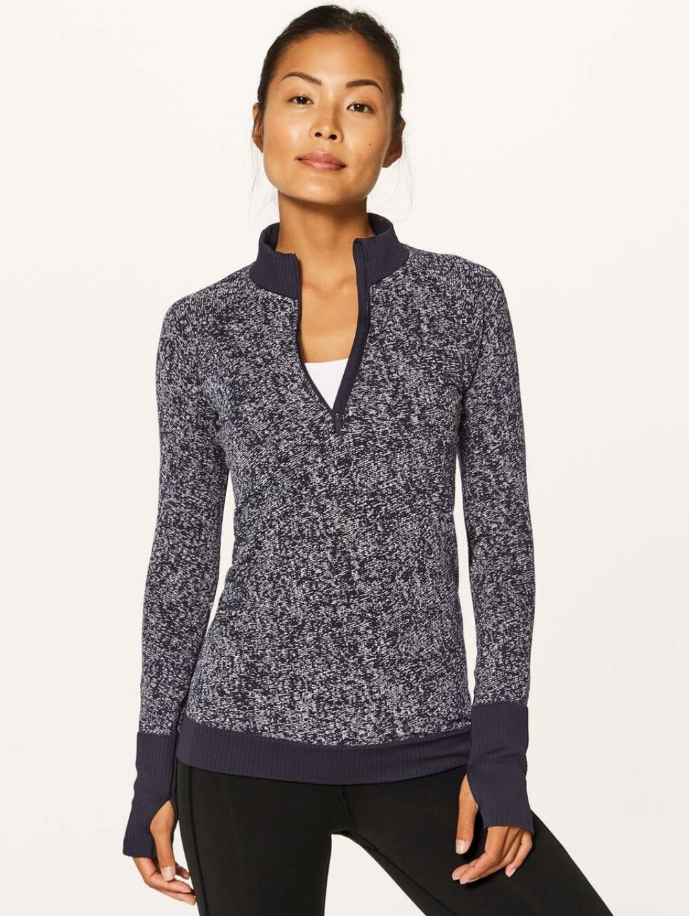 Lululemon Athletica Navy Marled Half-Zip Pullover Size M